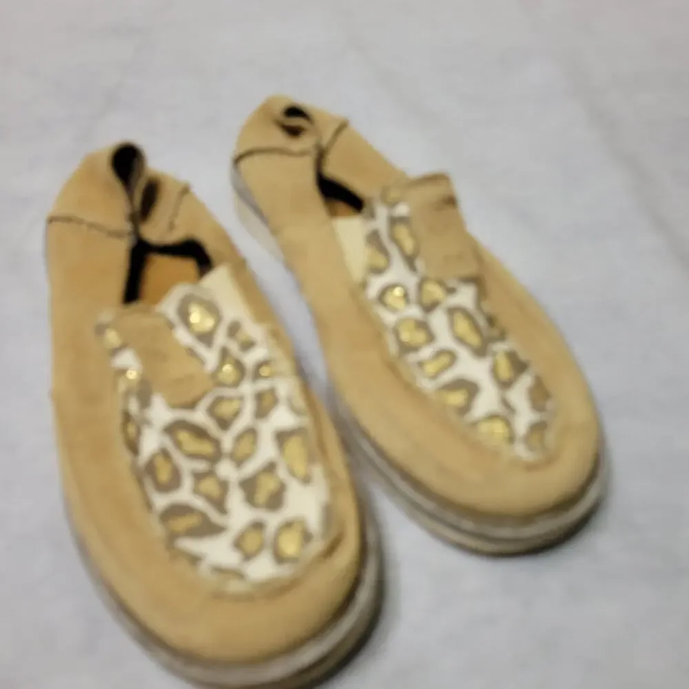 Ariat Cruiser Shoes Girls Sz 13 Leopard Print Suede Leather Slip On Flat Loafers